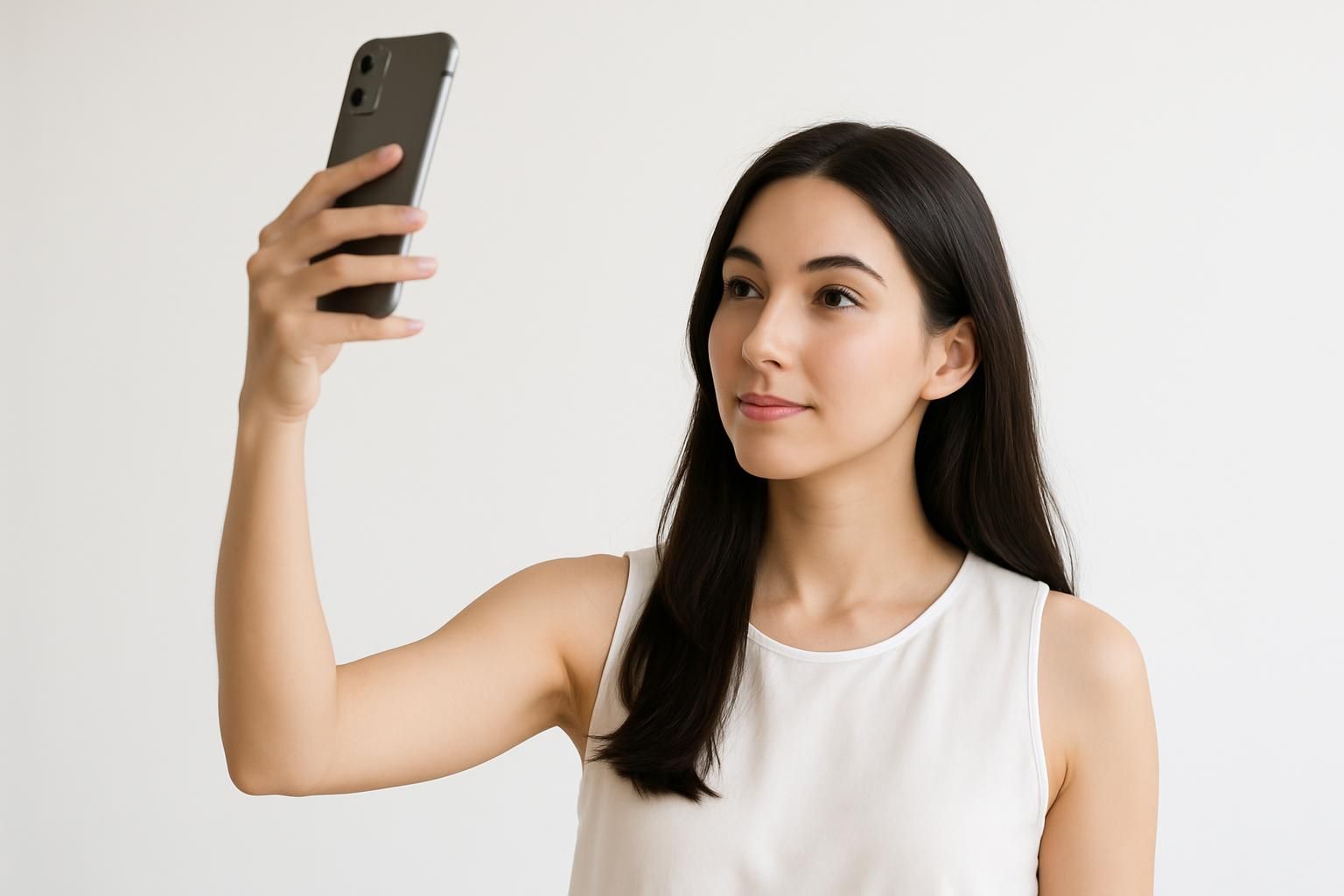 スマートフォンを手にした女性