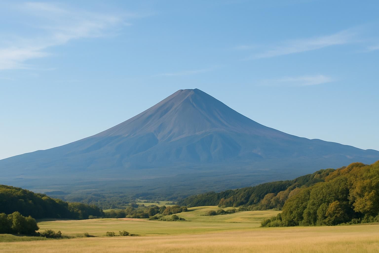 大きな山から細く長く裾野が伸びるなだらかな地形