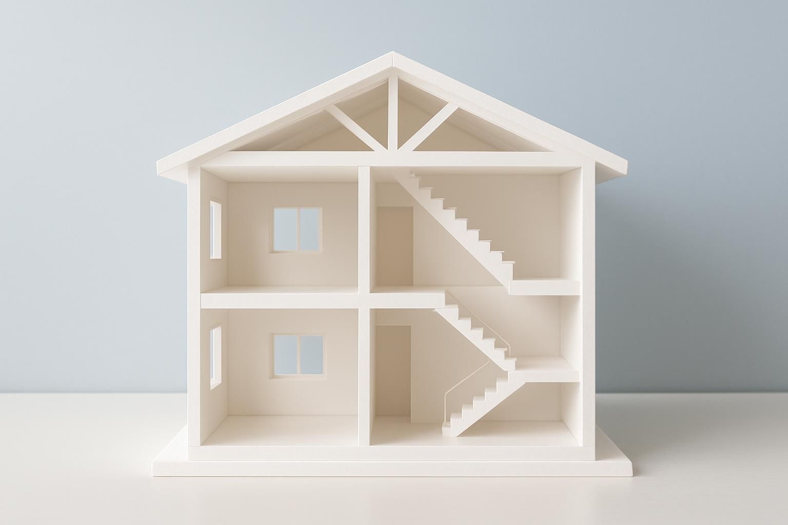 建物の内部構造がわかる白い断面模型