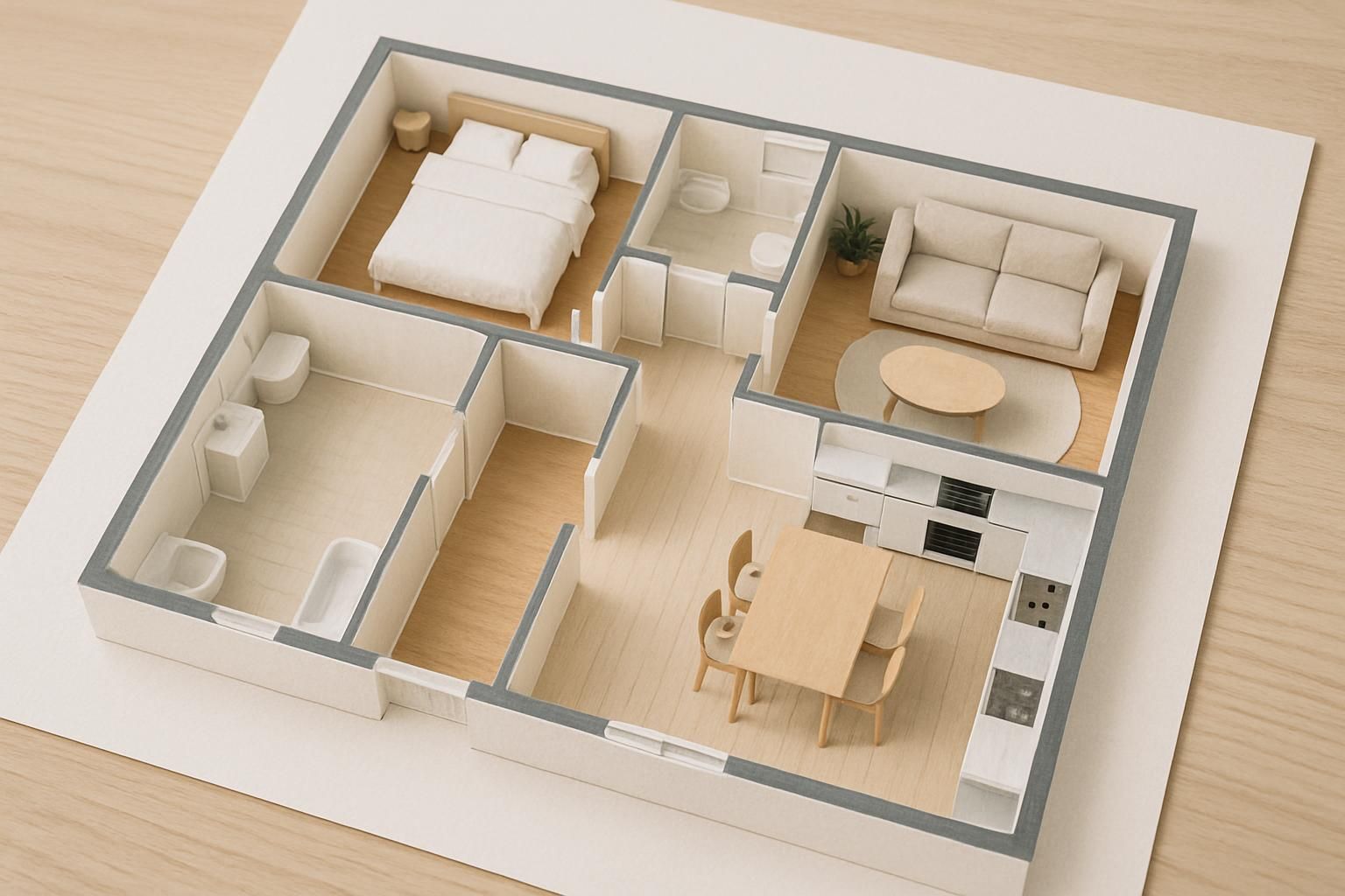 複数の部屋を一枚にまとめた建物の見取り図