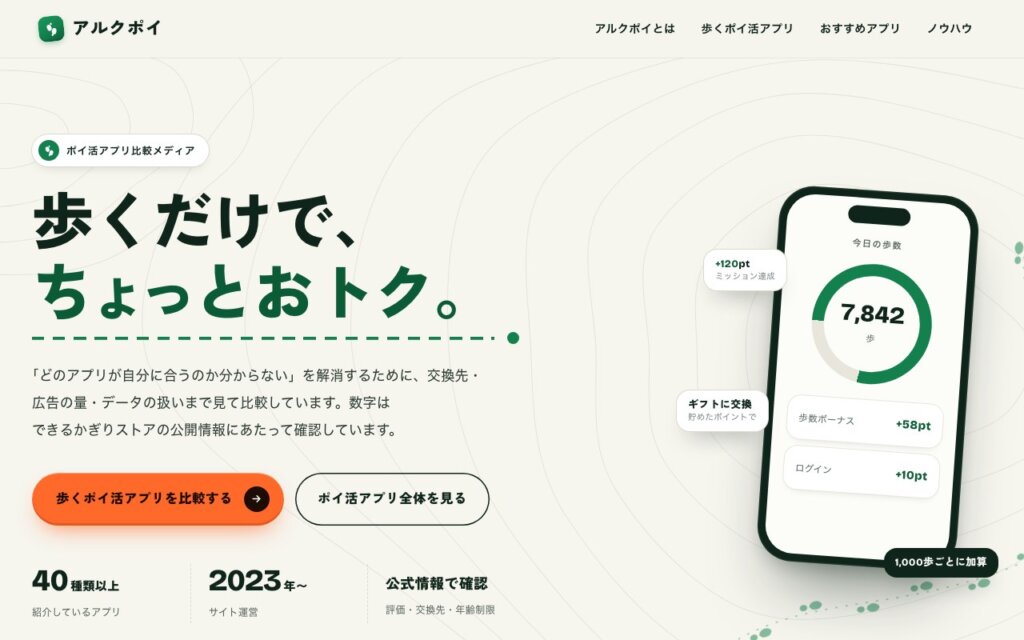 アルクポイのトップページ（2026年10月時点）